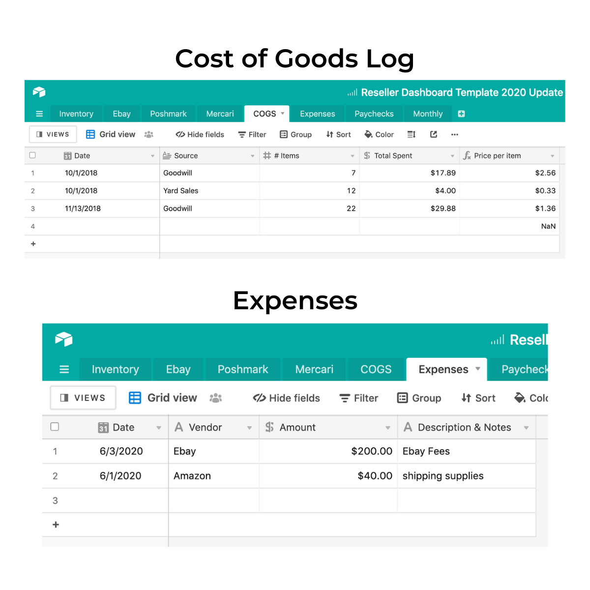 Reseller Dashboard Spreadsheet