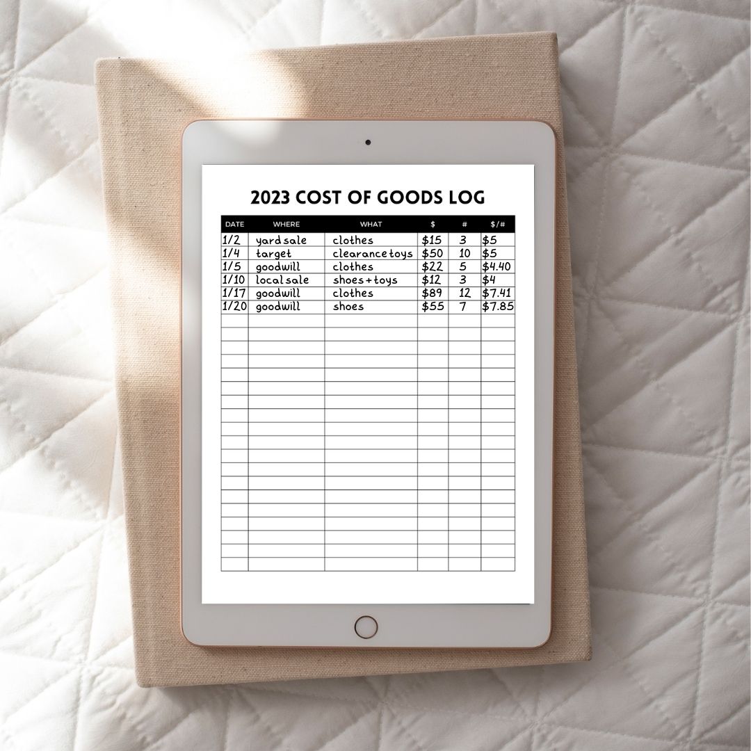 Reseller Business Planner for Ebay, Poshmark, Mercari and Etsy Sellers (Printable / Digital)