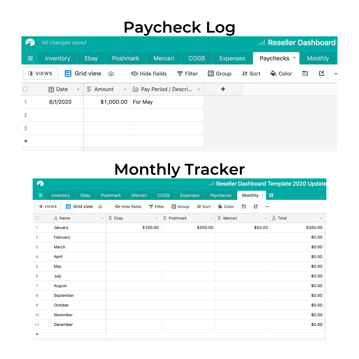 Reseller Dashboard Spreadsheet