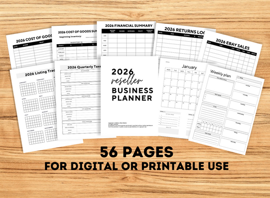 Reseller Business Planner for Ebay, Poshmark, Mercari and Etsy Sellers (Printable / Digital)
