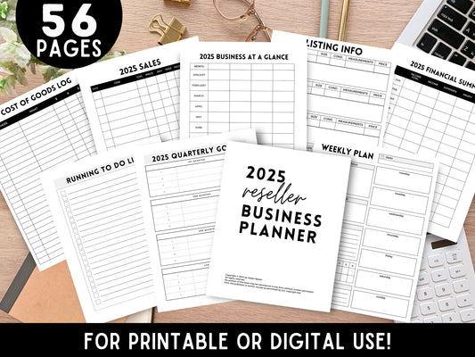 Reseller Business Planner for Ebay, Poshmark, Mercari and Etsy Sellers (Printable / Digital)